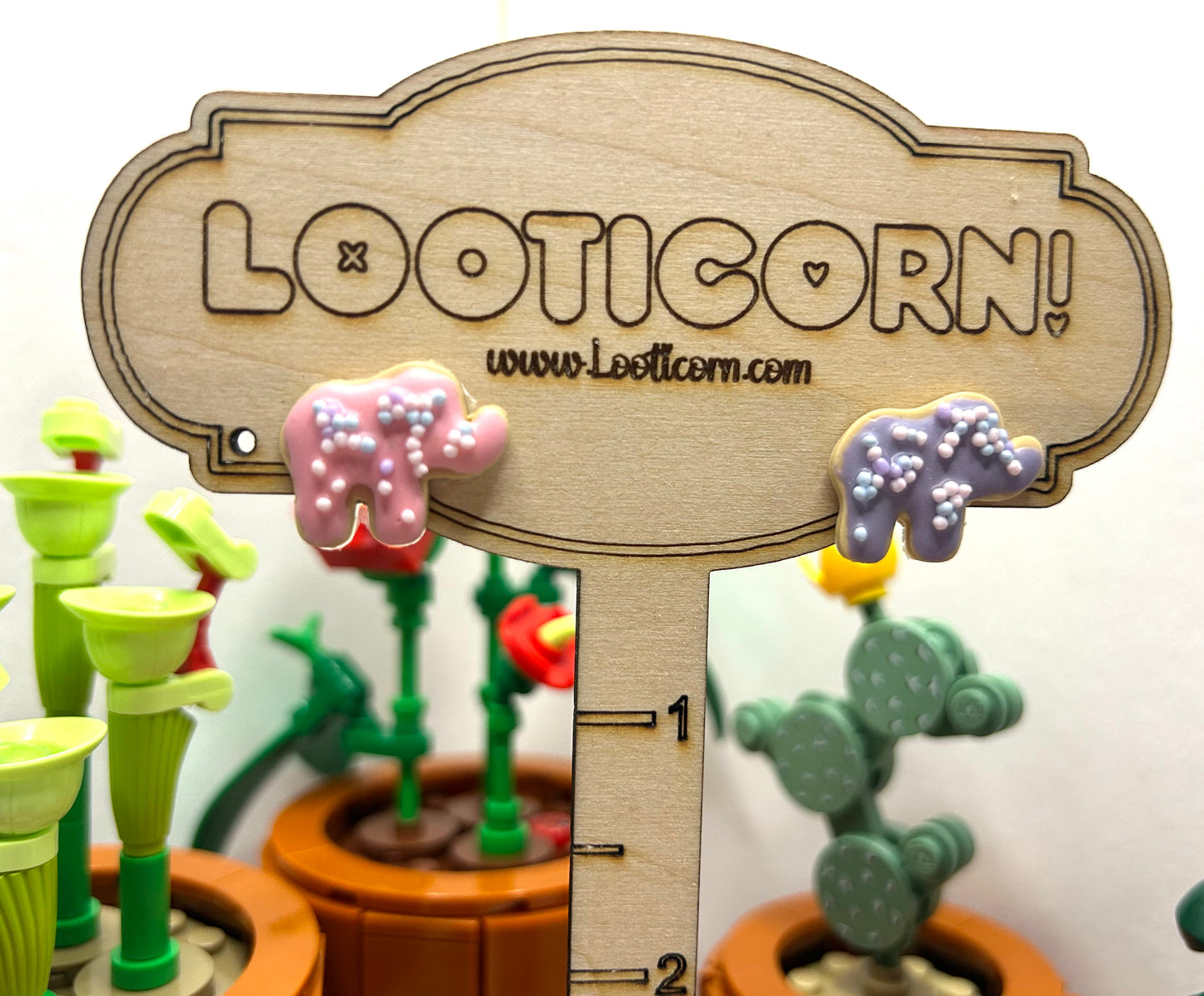 Handmade, polymer, clay, elephant animal cracker stud earrings 