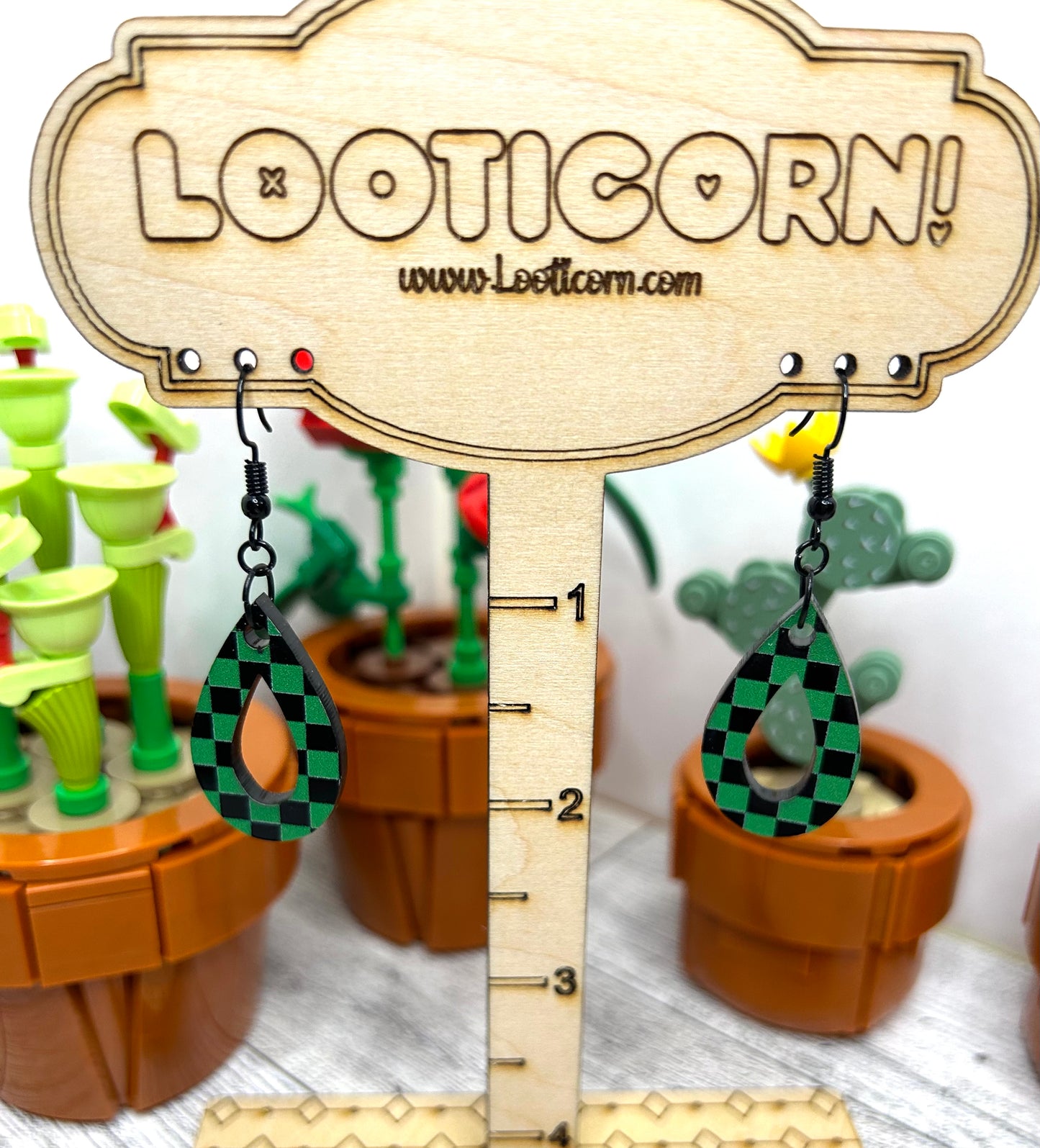 Blue Spider Lily inspired Tanjiro and Nezuko teardrop acrylic dangle earrings 