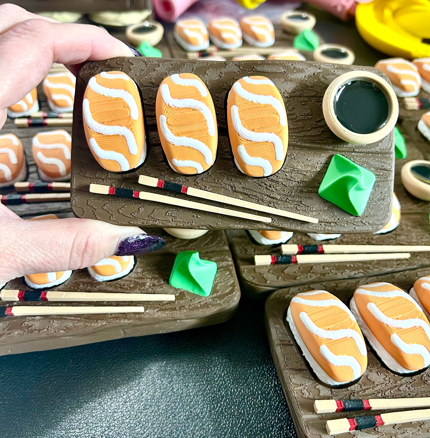 Nigiri Triple Fidget Clicker | Foodie Desk Toy, Triple Clicker Fidget | Fun Sushi Aesthetic | Satisfying Stress Relief Toy