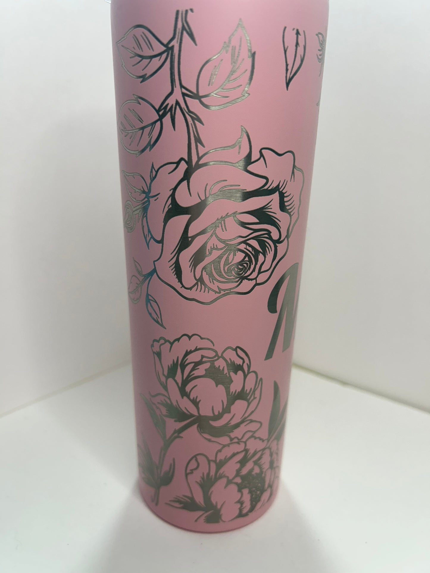 Custom fully engraved and personalized 20 ounce skinny tumbler