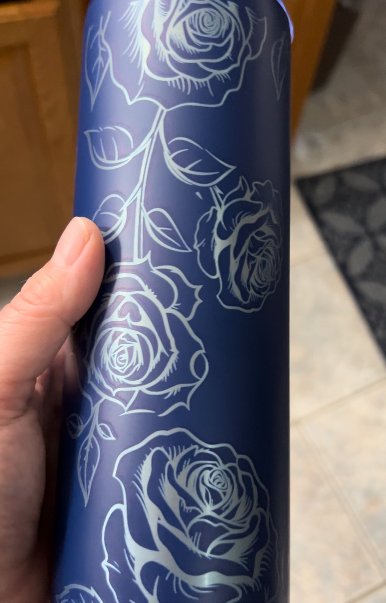 Custom fully engraved and personalized 20 ounce skinny tumbler